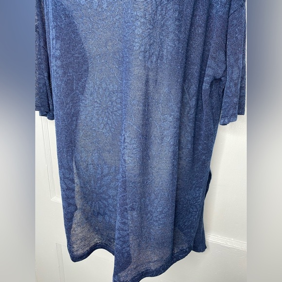 J JILL NWT Everyday Blum Linen Navy Blue Sheer Floral Oversized Tunic Top - Picture 3 of 5